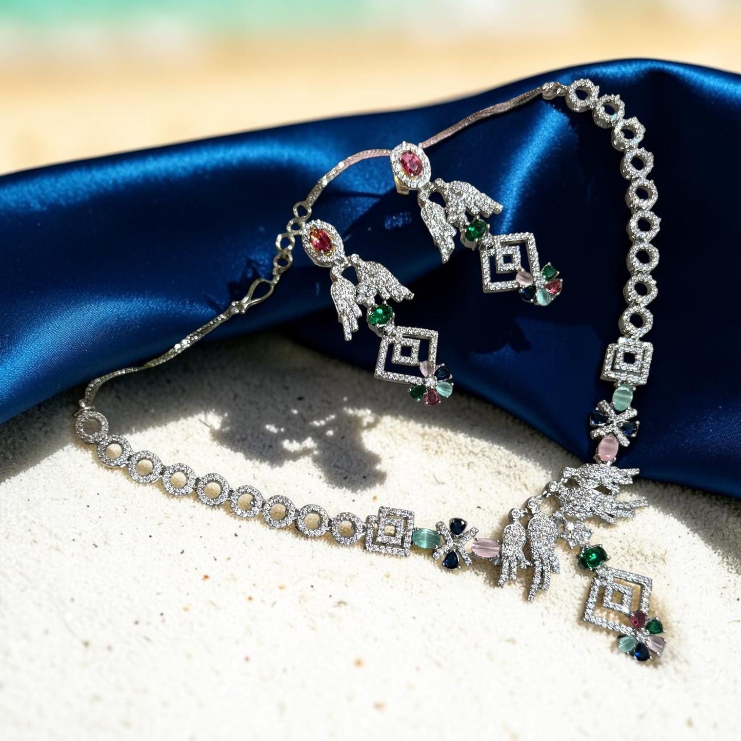 Sophisticated CZ Jewelry Set with Artistic Geometric Design