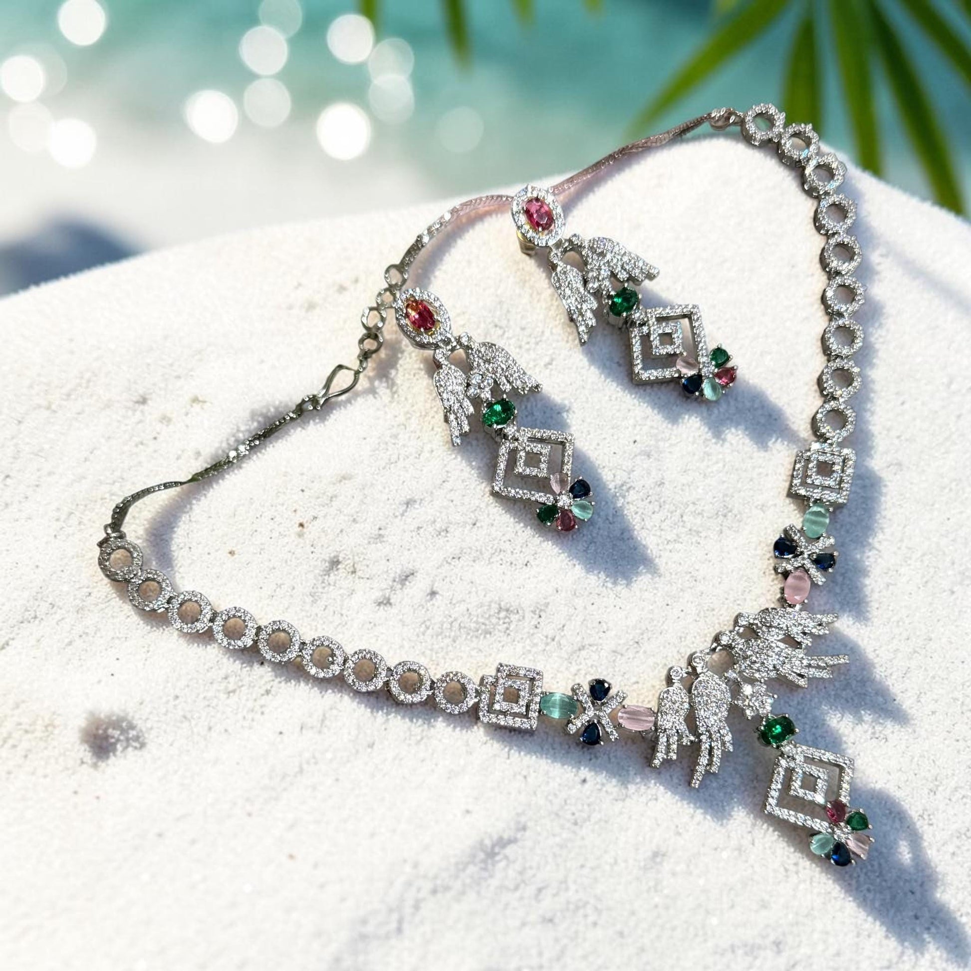 Sophisticated CZ Jewelry Set with Artistic Geometric Design