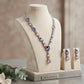Elegant Statement Y Necklace Set with mint green and blush Pink Stones