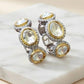 Elegant CZ Hoop Earrings with Double Stone Contemporary Design