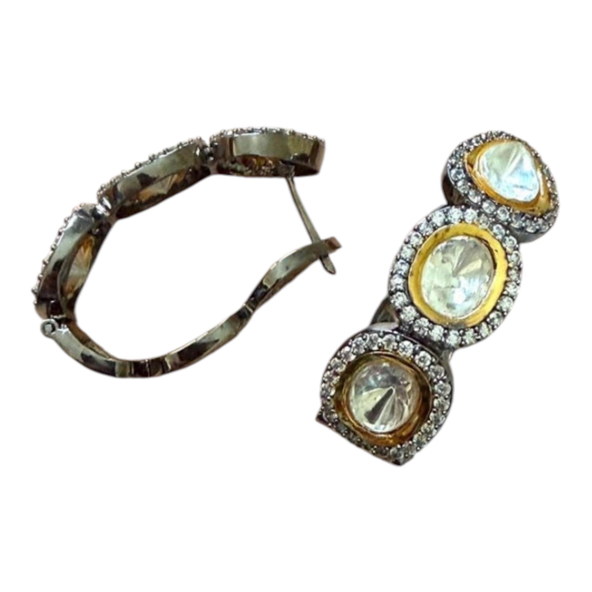Elegant CZ Hoop Earrings with Double Stone Contemporary Design