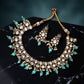 Luxury Choker/ Necklace Set with mint Beads and Pearl with monzonite gold plated