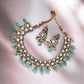 Luxury Choker/ Necklace Set with mint Beads and Pearl with monzonite gold plated