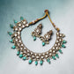 Luxury Choker/ Necklace Set with mint Beads and Pearl with monzonite gold plated