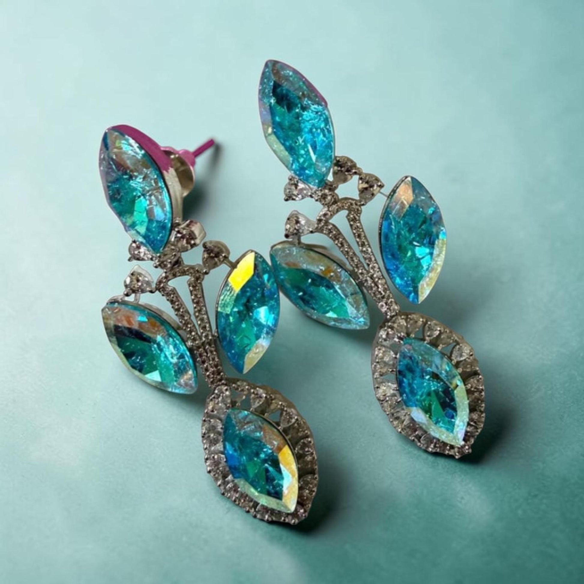 Contemporary Botanical Drop Earrings with Designer Luxury Style Swarovski