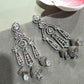 Statement Jhumka Dangle Earrings with Rhodium Finish , Classic Jewelry for Women