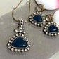 Gold Plated Pendant Necklace Set with Monzonite Stones, Statement Jewelry with Earrings
