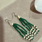 Designer Emerald Green Beaded Necklace Set with Coordinating Tassel Earrings