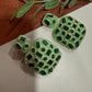 Modern Mint Drop Earrings with Emerald Green Accents, Gold Tone Finish Fashion Earrings,