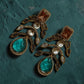 Designer Floral Statement Earrings with Gold Plated Finish and Teal Stones