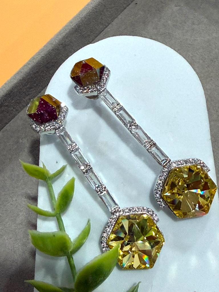Designer Dangle Earrings with Geometric Contemporary Style
