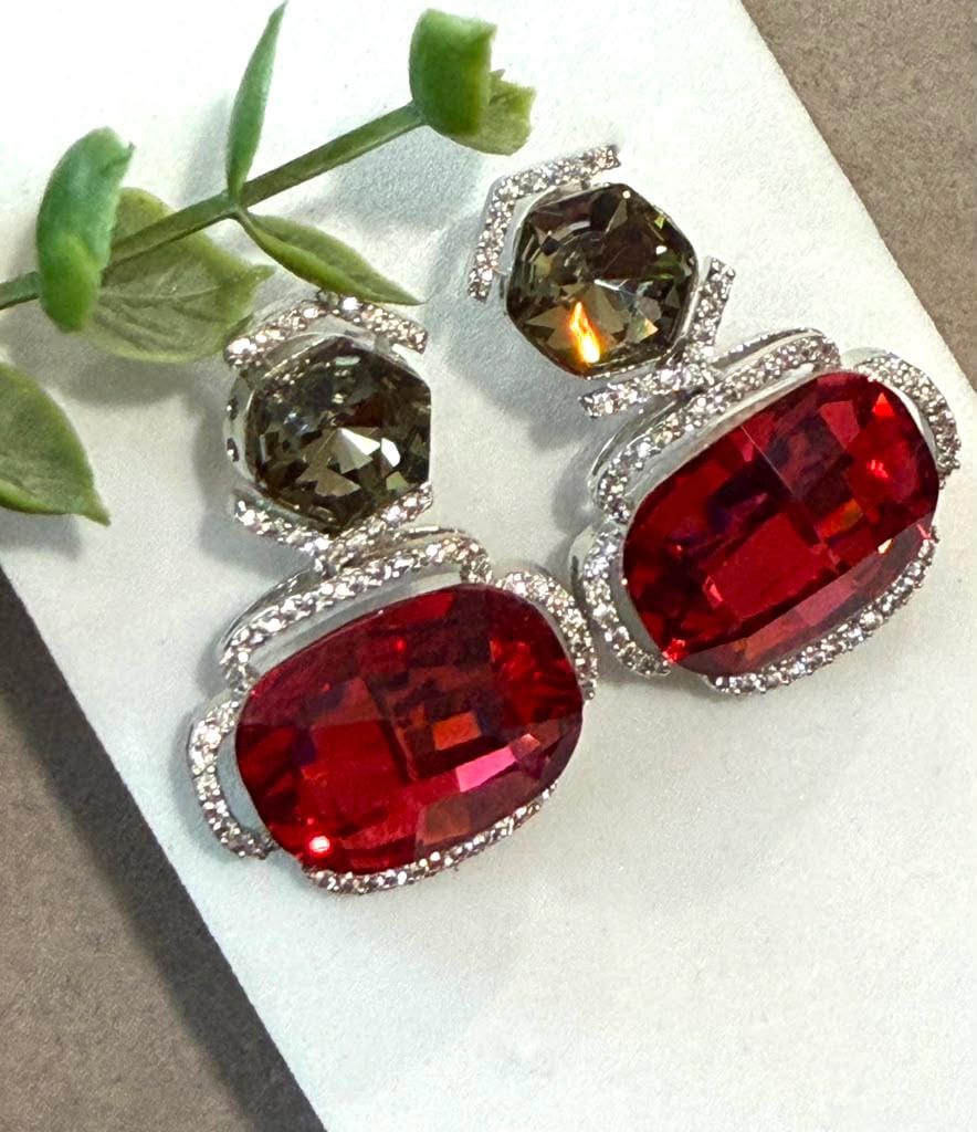 Elegant Formal Earrings with Rhodium Finish and Contemporary Style Swarovski