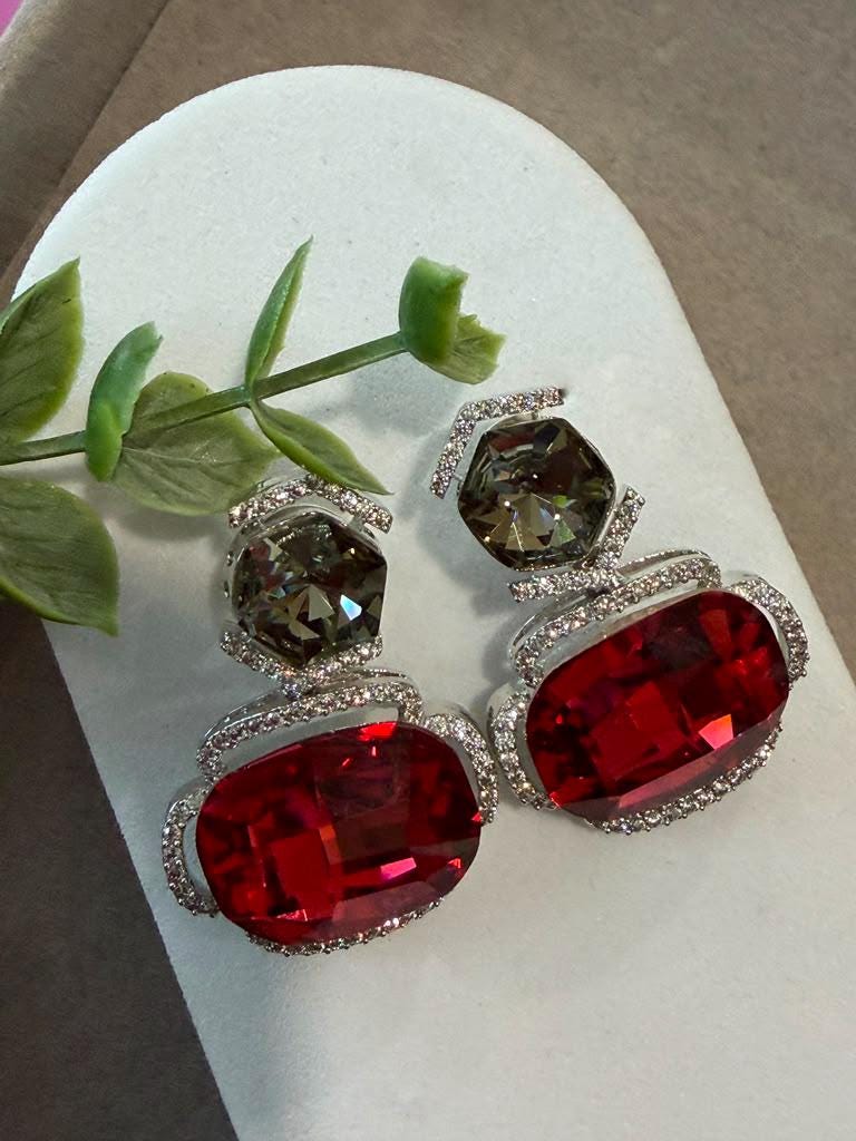 Elegant Formal Earrings with Rhodium Finish and Contemporary Style Swarovski