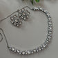 Luxury Rhodium Finish Necklace Set with Geometric Statement Earrings, Timeless Occasion Jewelry