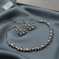 Luxury Rhodium Finish Necklace Set with Geometric Statement Earrings, Timeless Occasion Jewelry