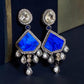 Contemporary Pentagon Drop Earrings Featuring Navy Blue Accents and Modern Designer Style