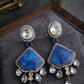 Contemporary Pentagon Drop Earrings Featuring Navy Blue Accents and Modern Designer Style