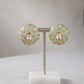 Modern Mint Enamel Gold Plated Disc Earrings, Chic Geometric Stud Earrings for Everyday Style