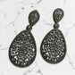 Elegant Black Finish Drop statement Earrings, Oversized Teardrop Filigree Earrings for Party and Evening Wear