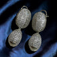 Contemporary Black Finish Drop Earrings, Oversized Oval Fashion Earrings with Sculptural Detail