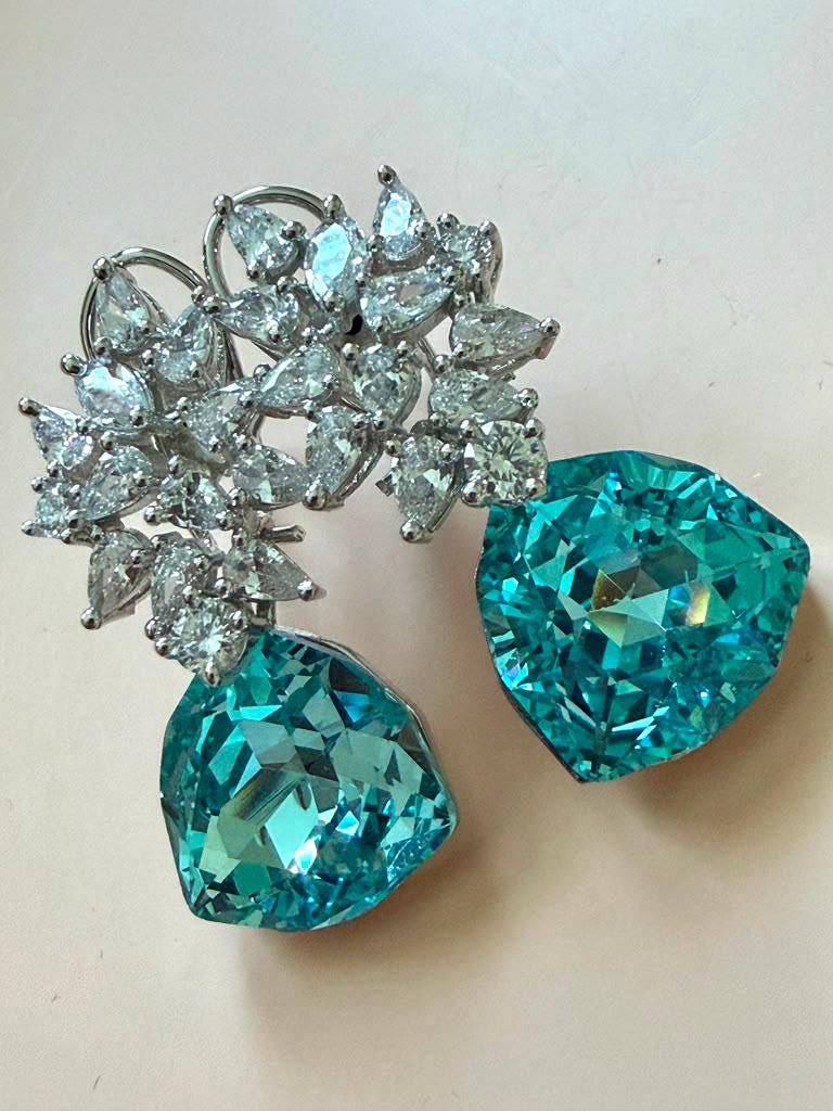 Designer Statement Drop Earrings, Luxury Dangle Earrings, Floral Bridal