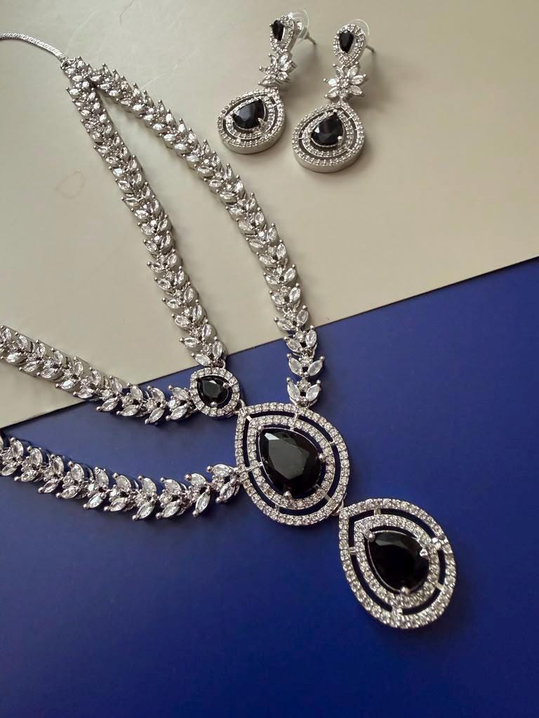 DeLeaf Necklace and Earrings Set for Wedding, Reception & Evening Wear
