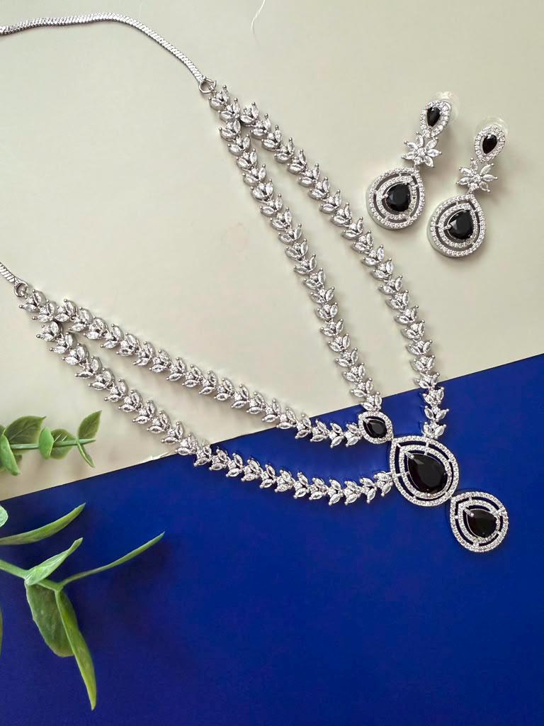 DeLeaf Necklace and Earrings Set for Wedding, Reception & Evening Wear