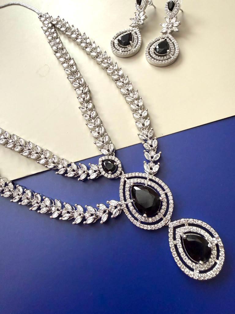 DeLeaf Necklace and Earrings Set for Wedding, Reception & Evening Wear