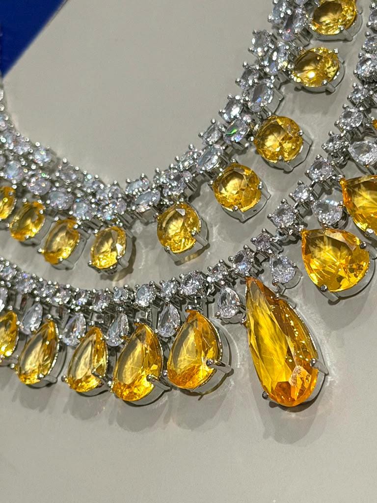Cascading CZ Necklace Set with Elegant Teardrop Details