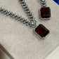 Radiant Wine Pendant Jewelry Set with Sparkling CZ Elegance