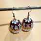 Handcrafted Jhumka Earrings, Floral Dome Earrings, Pearl Dangle