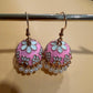 Handcrafted Jhumka Earrings, Floral Dome Earrings, Pearl Dangle