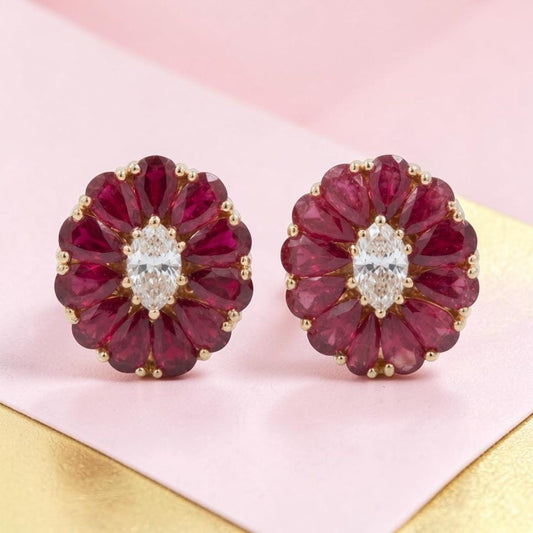 Artisan Floral Earrings with Cubic Zirconia Elegance
