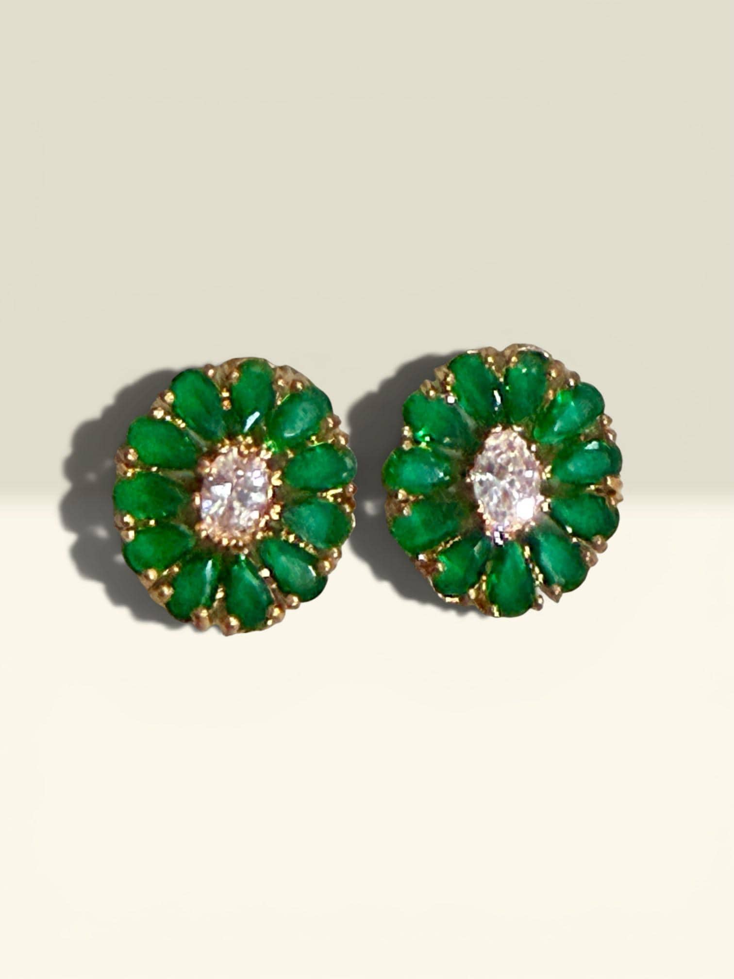 Artisan Floral Earrings with Cubic Zirconia Elegance