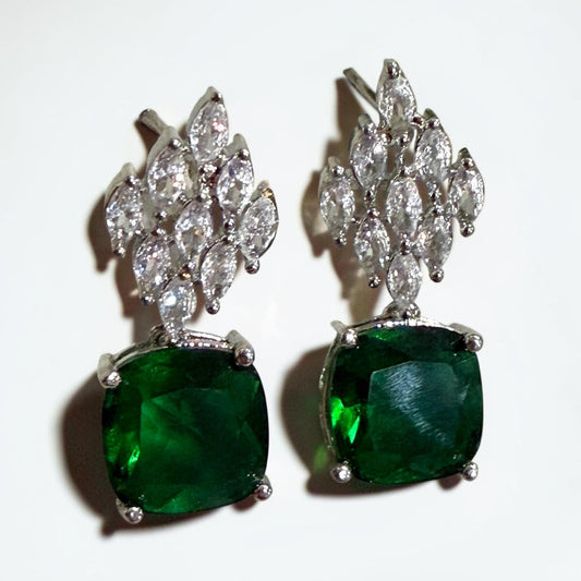 Designer Drop Earrings, Cushion Cut Stud Earrings, Cubic Zirconia
