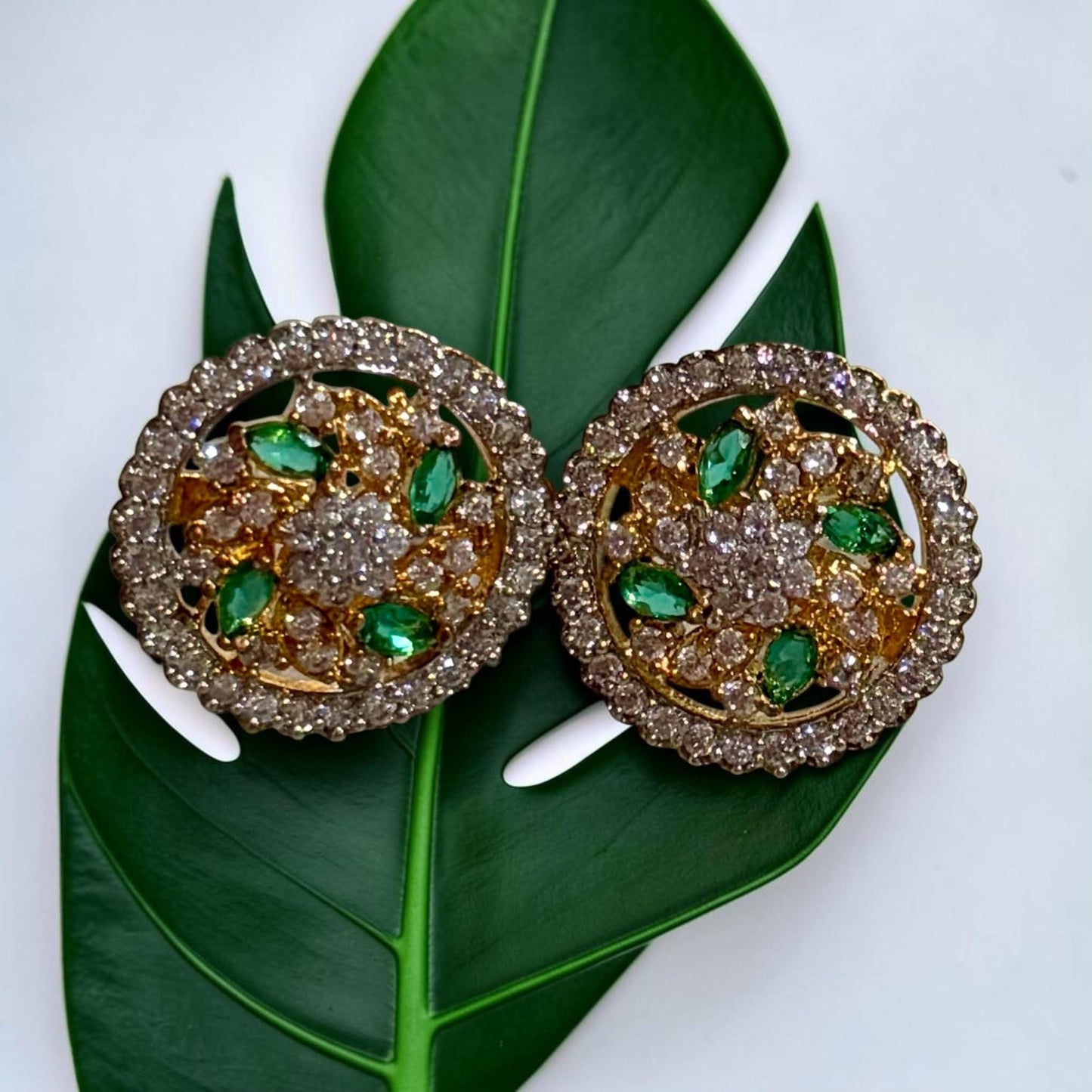 Elegant Zirconia Stud Earrings with Simulated Gemstones for Timeless Style