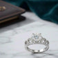 Elegant Round Cut Bridal Ring with a Sparkling Cubic Zirconia Solitaire Ring rhodium silver plated
