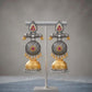 raditional Two Tone Jhumka Earrings with Ornate Filigree Details