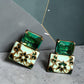 Gold Plated Enamel Statement Earrings, Vintage Inspired Designer Jewelry for Women