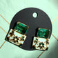 Gold Plated Enamel Statement Earrings, Vintage Inspired Designer Jewelry for Women