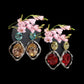 Contemporary Rhodium Finish Swaroski Earrings with Aqua Blue or Ruby Red Stones