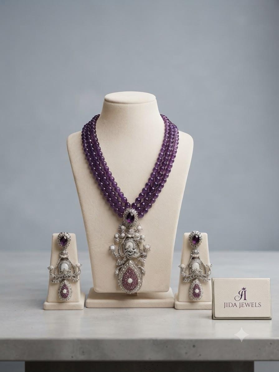 Pendant Necklace with Matching Earrings for Weddings and Special Occasions