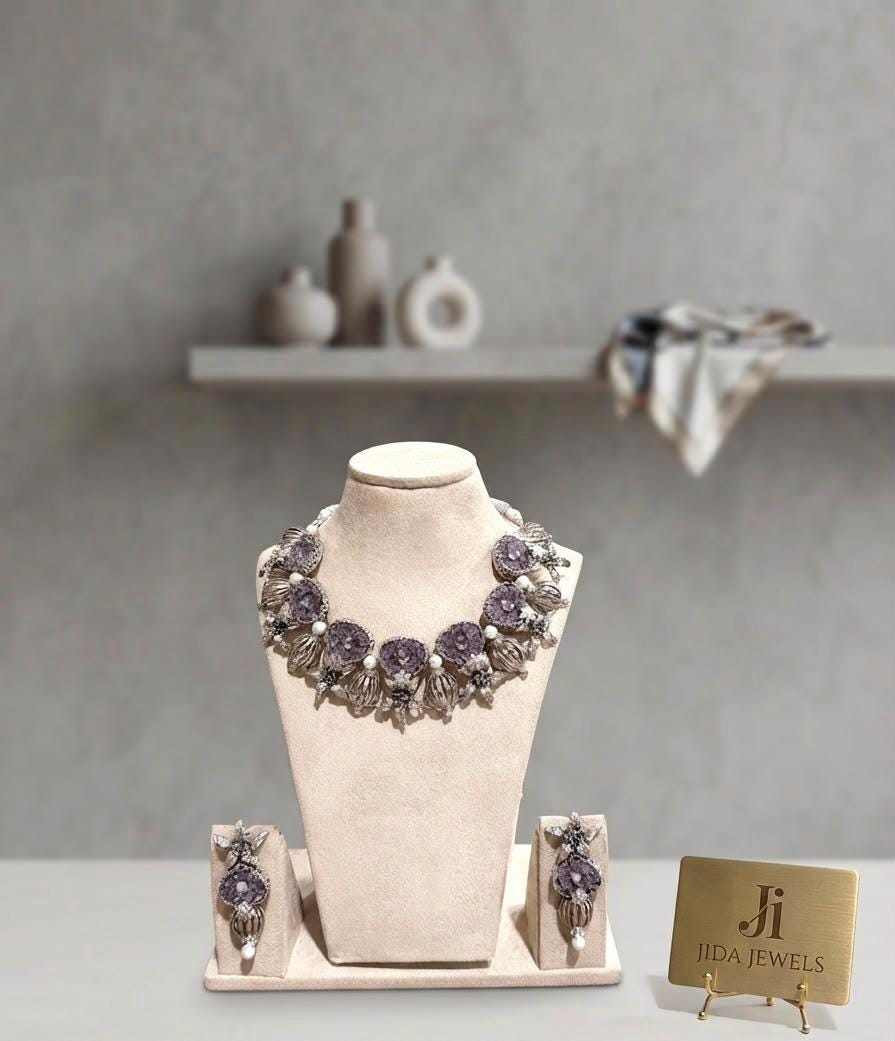 Fusion Style designer Necklace with Drop Earrings for Her