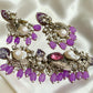 Classic Pearl Necklace and Earrings Set with Floral Design for Timeless Elegance