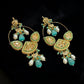 Gold Plated Monzonite Stone Hoop Earrings Available in Turquoise Blue and Mint Green