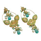 Gold Plated Monzonite Stone Hoop Earrings Available in Turquoise Blue and Mint Green