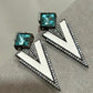 Refresh Your Jewelry Collection with Geometric Aqua Stone and White Enamel Statement Earrings
