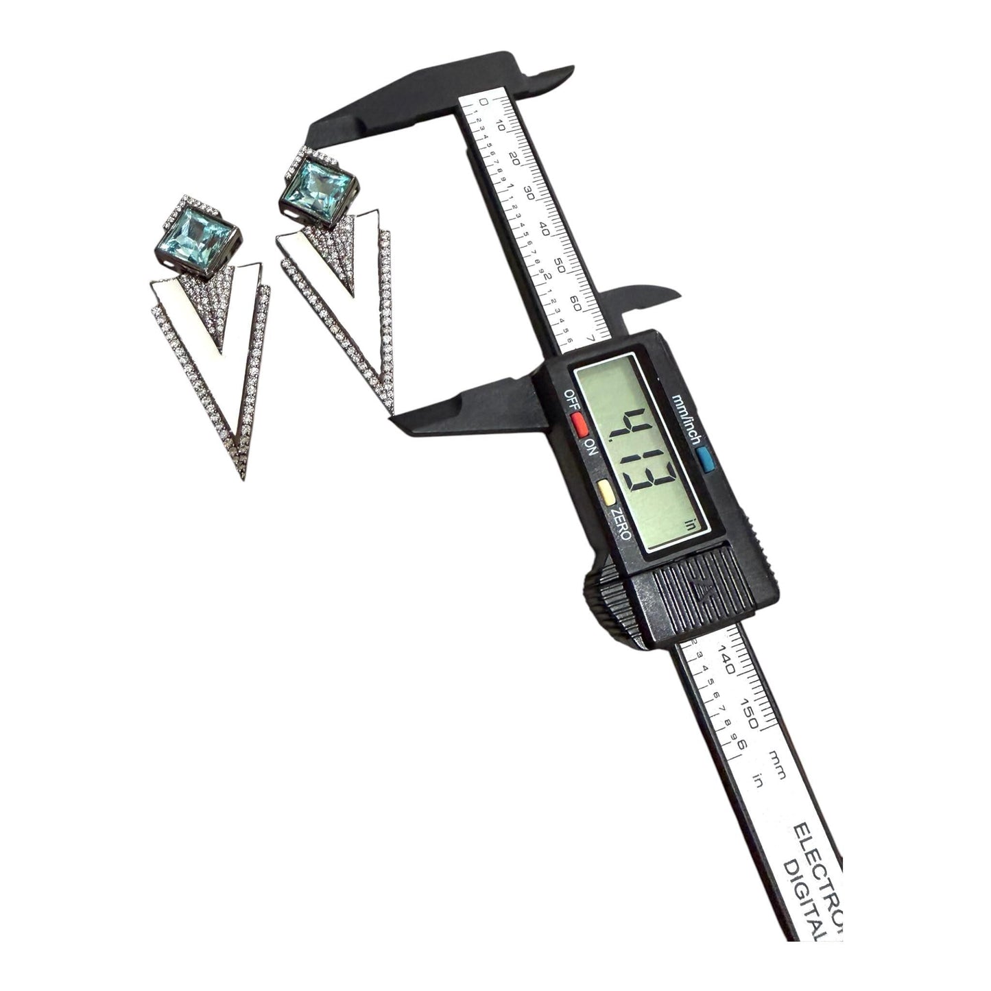 Refresh Your Jewelry Collection with Geometric Aqua Stone and White Enamel Statement Earrings