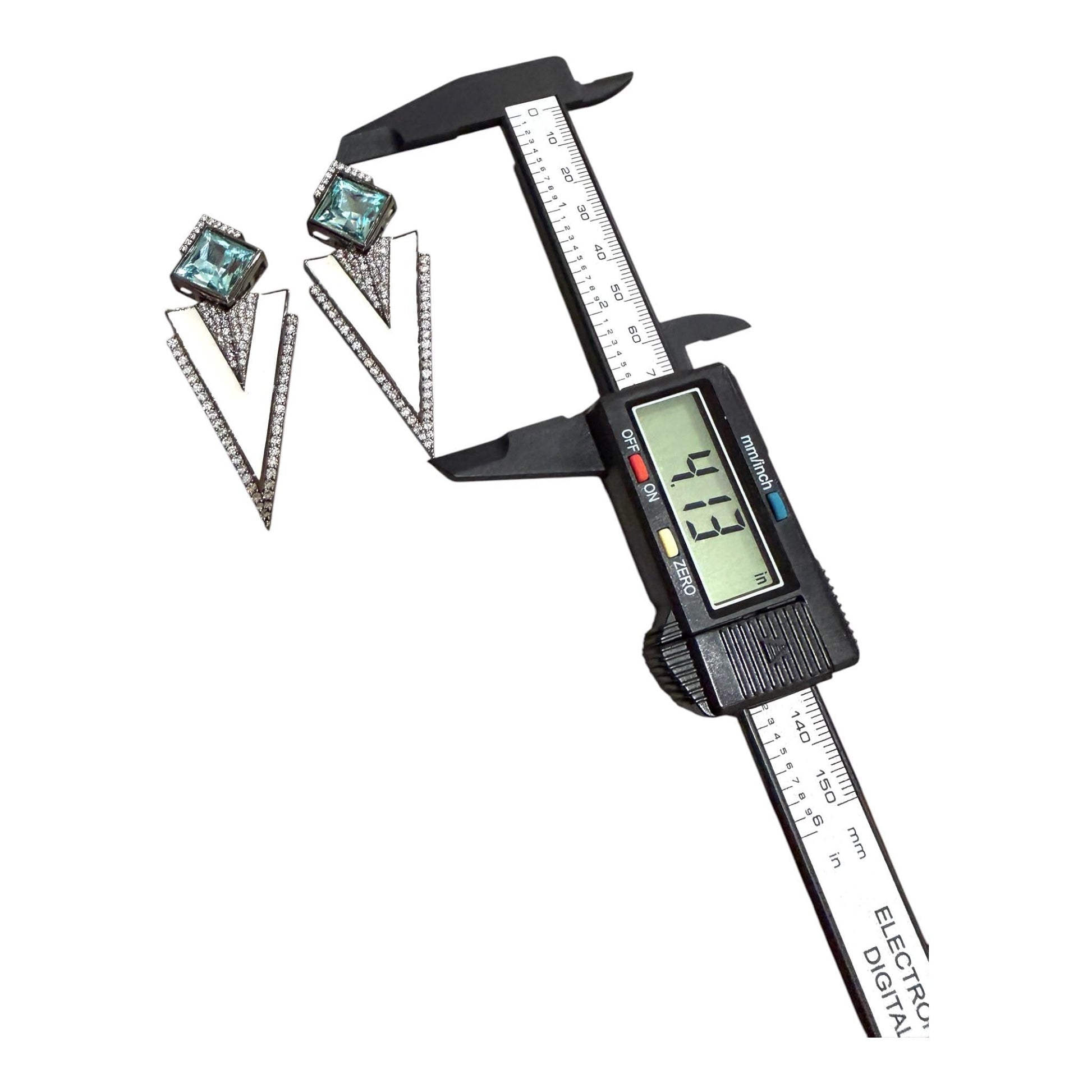 Refresh Your Jewelry Collection with Geometric Aqua Stone and White Enamel Statement Earrings