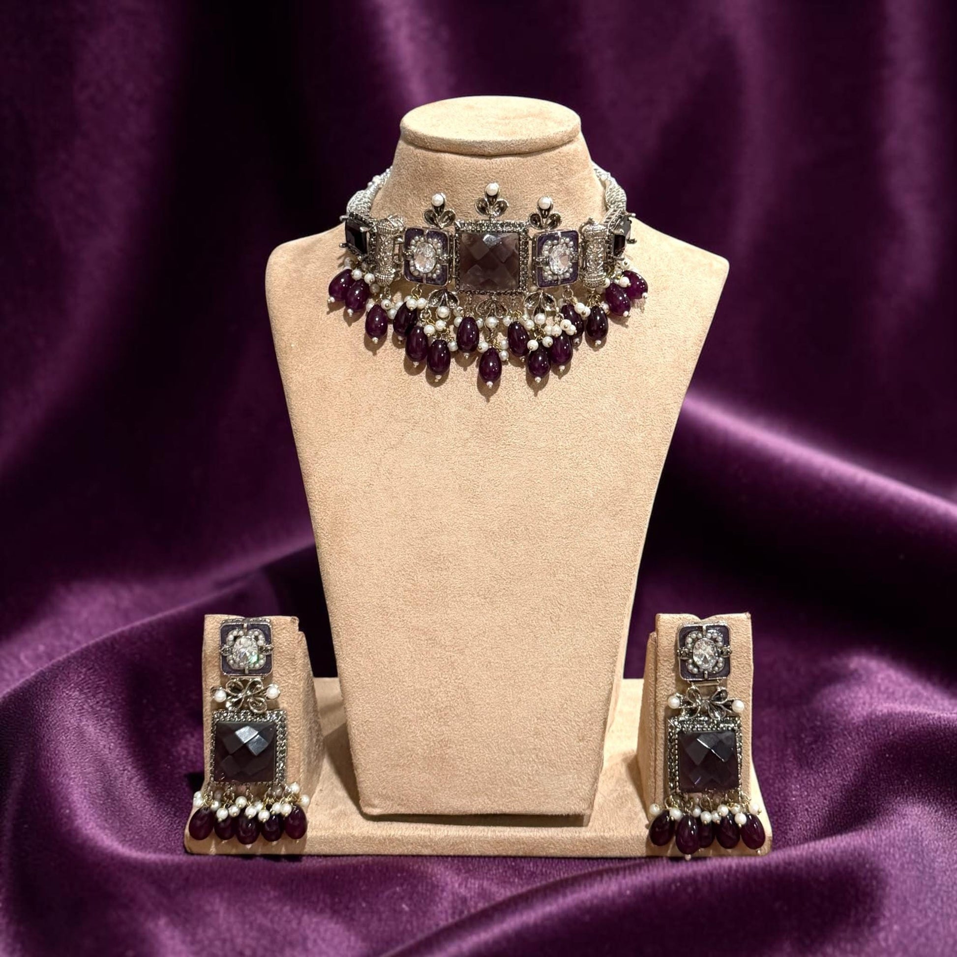 Elegant Handmade purple Vintage Jewelry Set Timeless Statement